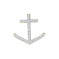 The Diamond Deal 14kt White Gold Womens Round Diamond Anchor Nautical Pendant 1/4 Cttw