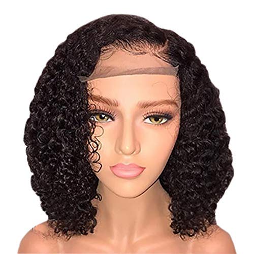 Jessica Hair 13x6 Lace Front Wigs Human Hair HD Lace Short Bob Wigs Pre Plucked With Baby Hair Curly Brazilian Remy Hair Wigs For Black Women(14 Inch with 150% density)