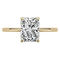 10K Solid Yellow Gold Handmade Engagement Ring, 3 CT Emerald Cut Moissanite Diamond Solitaire Bridal/Wedding Ring for Women/Her, Minimalist Ring Anniversary Ring Gifts