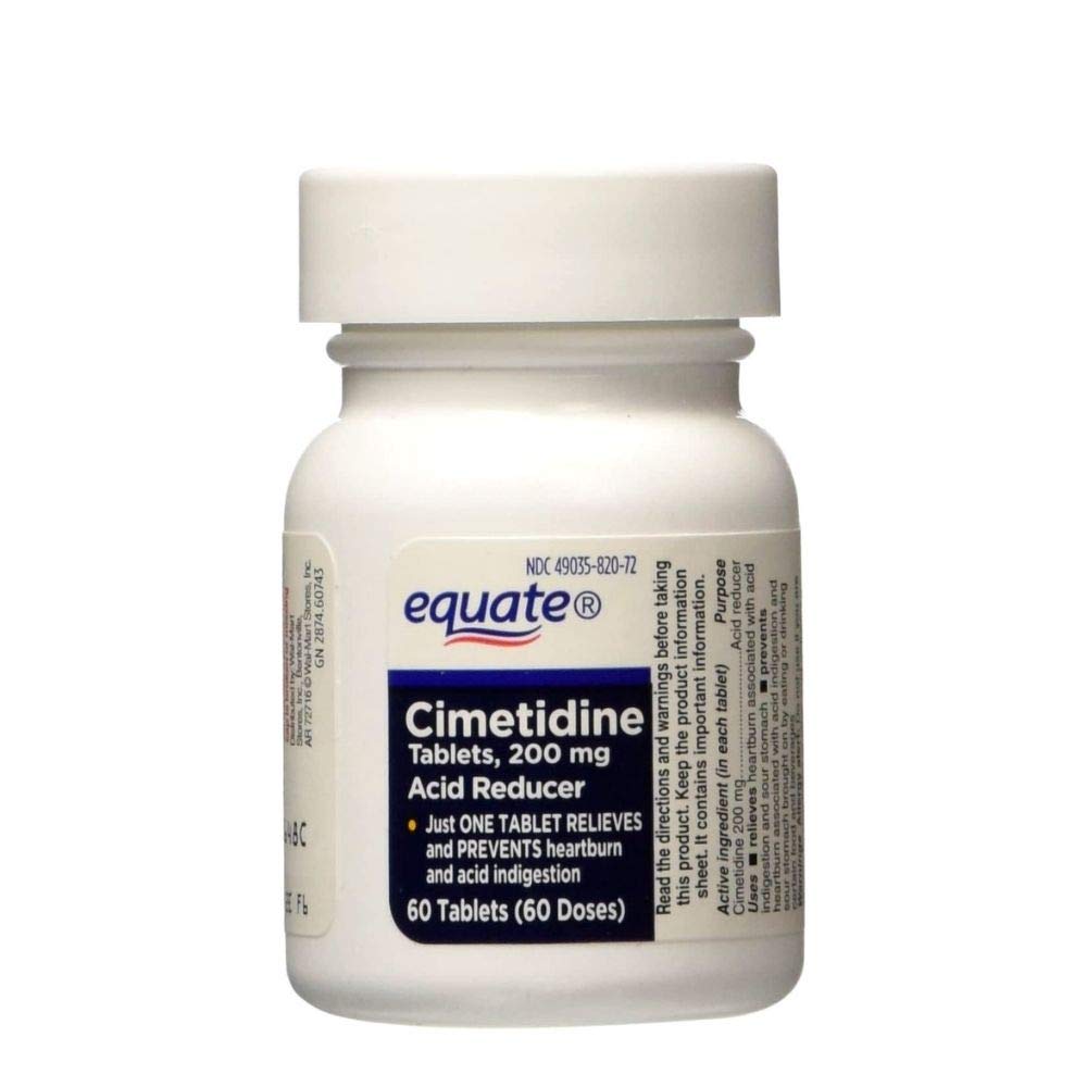 Cimetidine 200 mg - Heartburn Relief, Stomach Acidity Reducer by Equate, 60 Tablets (Pack of 3)