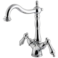 Kingston Brass KS1431AL Heritage Two-Handle Bathroom Faucet with Brass Pop-Up, Polished Chrome