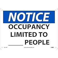 NMC N531RB Notice Occupancy Limited To___ People, 14 x 0.05 x 10, Rigid Plastic