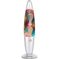 Rainbow Motion Lamp 16-Inch Colorful Lamps for Adults and Kids, Silver Base Multicolor Lamp with White Wax in Clear Liquid, Christmas Birthday Gift