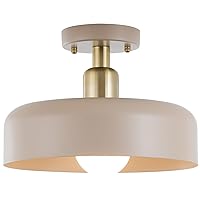 BISAMIYA Contemporary Semi Flush Mount Ceiling Light Fixture, Brass Accent Ceiling Light with 12.6