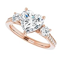 925 Silver, 10K/14K/18K Solid Gold Moissanite Engagement Ring,1.0 CT Heart Cut Handmade Solitaire Ring, Diamond Wedding Ring for Women/Her, Anniversary Proposes Gift, VVS1 Colorless