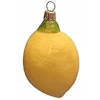 Lemon Citrus Fruit Polish Blown Glass Christmas Ornament Holiday Decoration