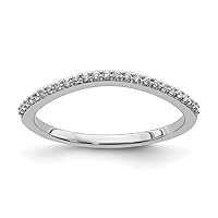 14k White Gold 1/8 Carat Diamond Contoured Wedding Band Size 7.00 Jewelry for Women