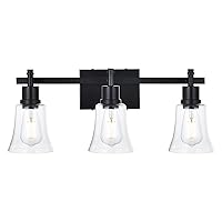 Black Vanity Light 3-Light Bathroom Vanity Light Fixtures Over Bath Makeup Mirror Wall Sconce with Clear Glass Shades Wall lamp for Living Room, Bedroom, Kitchen
