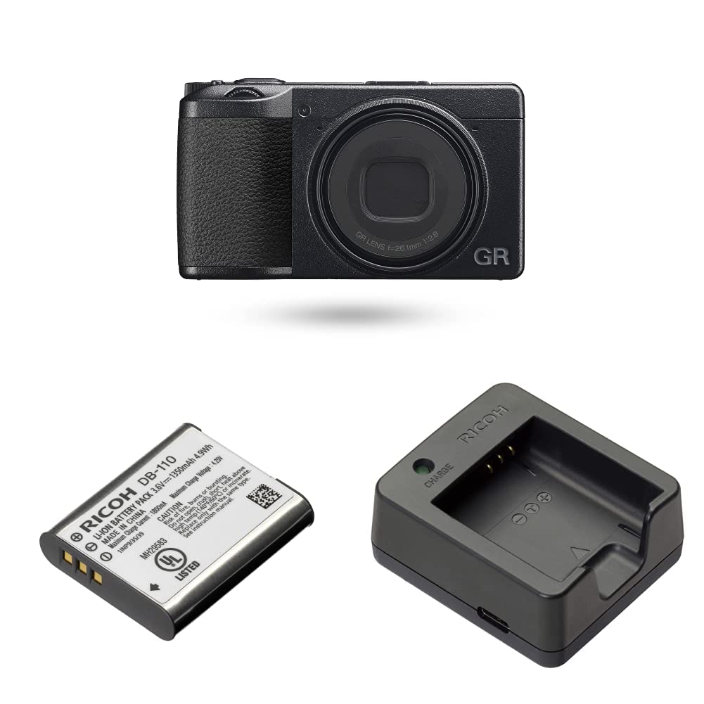 Ricoh GR IIIx, Black, Digital Compact Camera with Li-Ion Battery and Db-110 Rechargeable Li-Ion Battery