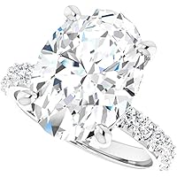 JEWELERYIUM 6 CT Oval Cut Colorless Moissanite Engagement Ring, Wedding/Bridal Ring Set, Solitaire Halo Style, Solid Sterling Silver Vintage Antique Anniversary Promise Ring Gifts for Her