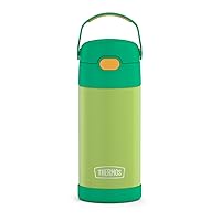 THERMOS FUNTAINER Water Bottle with Straw - 12 Ounce, Lime/Orange - Kids Stainless Steel Vacuum Insulated Water Bottle with Lid