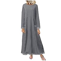 Women's Shirt Dresses Fall Dresses Casual Loose Comfortable Knitted Lace Long Dress Padded Winter, S-5XL