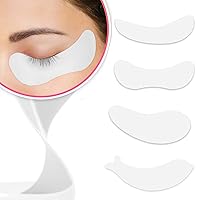 LLBA 8 Pcs Reusable Eye Pads (White, 4 Styles), Silicone Under Eye Patches Lash Lift Cover Eyelash Extension