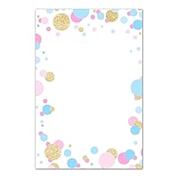 30 Blank Cards Invitations Thank You Cards Confetti Pink Blue Gold + 30 White Envelopes