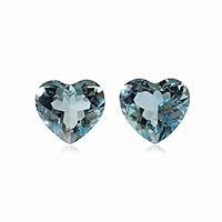 2.00-2.10 Cts of 7 mm AAAA (Heirloom) Heart Aquamarine (2 pcs) Loose Gemstones