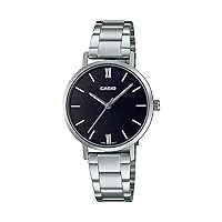 Casio LTP-VT02D-1A Women's Minimalistic Stainless Steel Black Dial 3-Hand Analog Watch