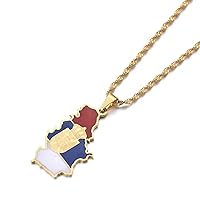 Serbia Eagle Map Flag Pendant Necklaces for Women Men Srbija Jewelry Serbian