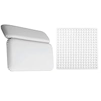 Gorilla Grip Bath Pillow and Shower Stall Mat, Bath Pillow Size 14.5x11 in White and Shower Mat Size 21x21 in Clear, 2 Item Bundle