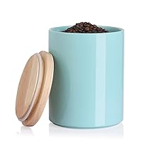 Sweejar Kitchen Canisters Ceramic Food Storage Jar, Stackable Containers with Airtight Seal Wooden Lid for Serving Coffee Bean, Flour, Tea, Cookies and More - 73 Fl Oz(Turquoise)