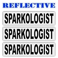 3 Pack | Reflective Construction Stickers, Hard Hat Stickers Electrician Sparkologist - Sticker Graphic - Construction Toolbox, Hardhat, Lunchbox, Helmet, Mechanic & More (Black)