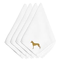 Caroline's Treasures BB3388NPKE Pharaoh Hound Embroidered Napkins Set of 4 Napkin Cloth Washable, Soft, Durable, Table Dinner Napkins Cloth for Hotel, Lunch, Restaurant, Weddings, Parties