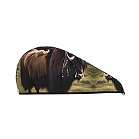 Mighty Highland Yak Printing Microfiber Hair Towel Wrap Bathroom Essential Accessories Super Absorbent Quick Dry Turban