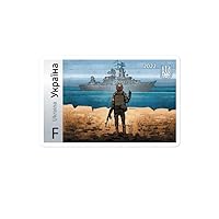 Русский Военный Корабль Иди Нахуй Postage Stamp Bubble-Free Stickers, White, 4″×4″