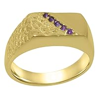 10k Yellow Gold Natural Amethyst Mens band Ring - Sizes 6 to 12 Available