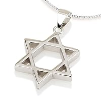 Star of David Necklace for Men, 925 Sterling Silver Pendant with Jewish Star Symbol, Israeli Made Hebrew Israelite Jewelry Kabbalah Blessing Jewish Jewelry for Women Holy Land Gifts