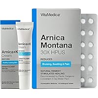 VitaMedica Arnica Filler Kit for Bruising Redness and Swelling | 0.5 Oz Cream Tube | 30Ct Blister Pack of Tablets | Injectables | Homeopathic Remedy | Plant Based Natural Formula | 2 Piece Bundle