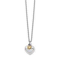 925 Sterling Silver Diamond Gold Plated Double Love Heart With 2inch Ext Necklace Jewelry Gifts for Women - Length Options: 16 18
