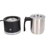 Electric Milk Frother Energy Saving EU Plug 220-240V Compact Stainless Steel Jug Automatic Milk Frother for Home Hot Chocolate (Black)