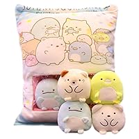 Cute Plush Pillow Kawaii Room Decor Throw Pillow Removable Stuffed Animal Toys Fluffy Creative Gifts for Teens Girls (8pcs) (Fish Friends)