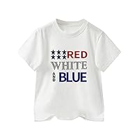 Clothe Top Red White Blue Text Print T Shirts American Flag Shirt Kids Independence Day Big Boys Sleeveless Undershirts