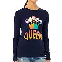 Bingo Queen Women's Long Sleeve T-Shirt - Cool Graphic Long Sleeve Tee - Cute Design T-Shirt