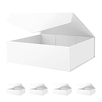 JINGUAN 5 Extra Large Gift Boxes with Lids 16.3x14.2x5 Inches, White Gift Boxes Large, Bridesmaid Boxes, Magnetic Gift Boxes for Clothes and Large Gifts (Matte White)