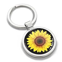 Biomar Labs® Metal 3D Keyring Key Ring Chain Sunflower Flower Stainless Steel Gift Box Men Women Keychain Bag Accessories Jewelry Handbag KK 178