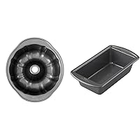 Wilton Perfect Results Premium Non-Stick 9.51-Inch Fluted Tube Pan, Steel Bundt Cake Pan & Advance Select Premium Non-Stick Bread Loaf Pan, 9.25 x 5.25 Inches, Steel, Silver