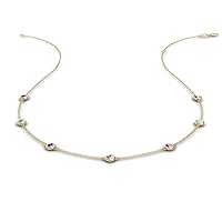 Amethyst & Natural Diamond by Yard 7 Station Necklace (SI2-I1, G-H) 0.45 ctw 14K Yellow Gold