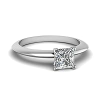 Choose Your Gemstone Knife Edge Solitaire Ring Sterling Silver Princess Shape Solitaire Engagement Rings Ornaments Surprise for Wife Symbol of Love Clarity Comfortable US Size 4 to 12