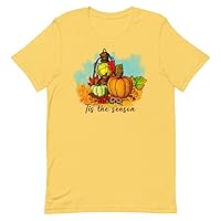This The Season Fall Patterns Pumpkin Flowers Mushrooms Acorns and Lamp Sublimation Style T-Shirt Available in 2XL 3XL 4XL