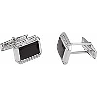 14k White Gold Polished 0.25 Carat Diamond Cuff Links Jewelry Gifts for Men