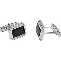 14k White Gold Polished 0.25 Carat Diamond Cuff Links Jewelry for Men