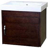 203136-S 24.4-Inch Single Wall Mount Style Sink Vanity, Wood, Walnut