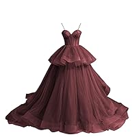 Sweetheart Ruffle Ball Gown Prom Dresses Layered Tulle Spaghetti Strap Tiered Wedding Gowns Quinceanera Dress