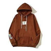 Brown Hooded Sweatshirts Street Baggy Casual Hoodies Unisex Oversized Pullover Hoody