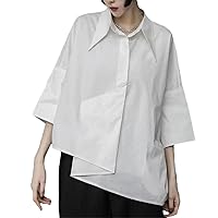 Spring Summer Irregular Casual Women's Blouse Japanese Korean Style Shirt Loose Button Up Tops
