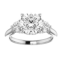 10K Solid White Gold Handmade Engagement Rings 3 C T Round Cut Moissanite Diamond Solitaire Wedding/Bridal Ring Set for Women/Her Propose Ring, Perfact for Gift Or As You Want