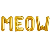 Tellpet Cat Birthday Party Decorations, Cat Meow Letter Balloons, Gold