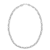 925 Sterling Silver 9.8mm Polished Puffed Nautical Ship Mariner Anchor Chain Necklace With Lobster Clasp Jewelry for Women - Length Options: 22 24